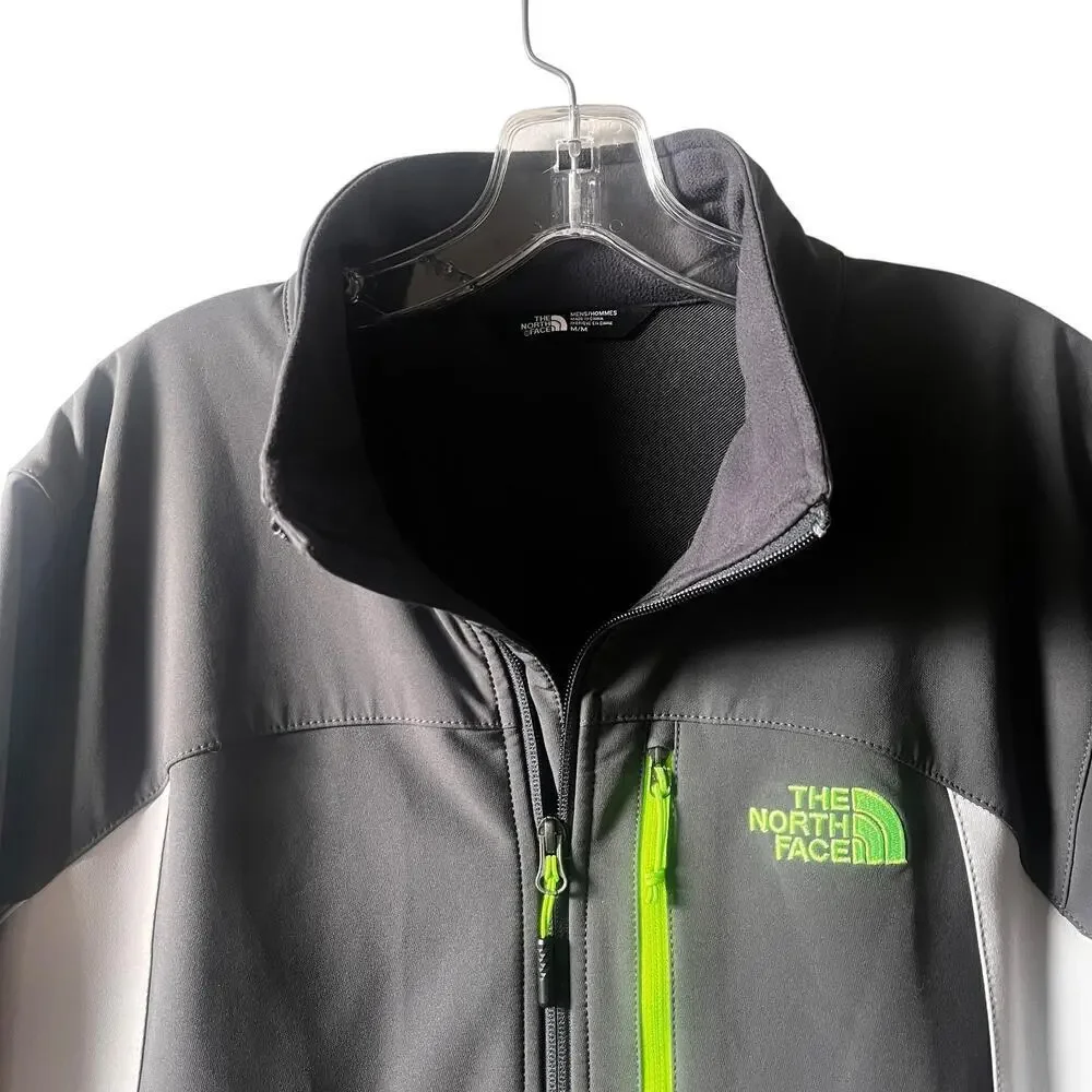 The North Face Jacket Mens Medium Charcoal/Gray WindWall Softshell  Green Trim